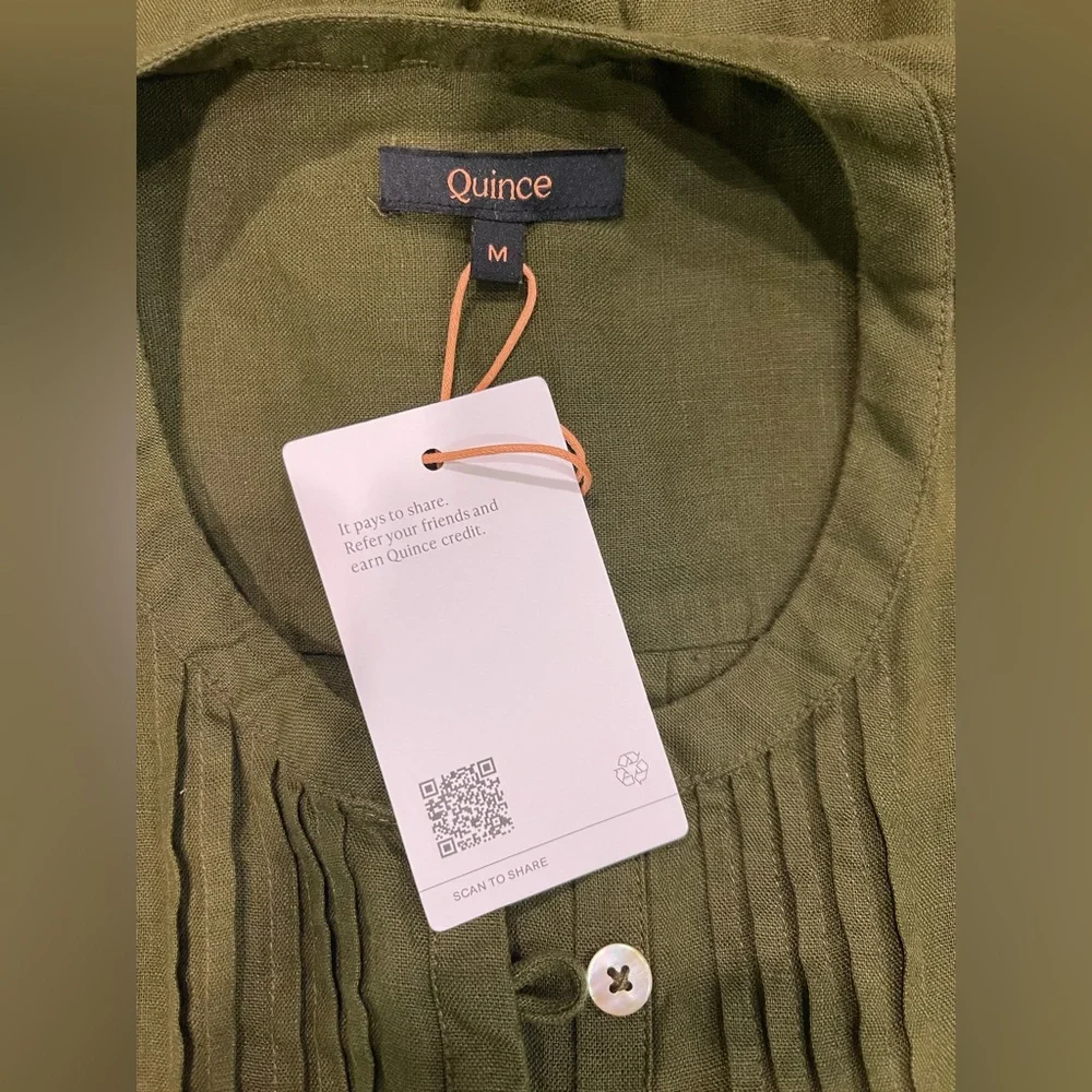 Quince 100% European Linen Sleeveless Swing Dress in Martini Olive Size Medium - Picture 4 of 5